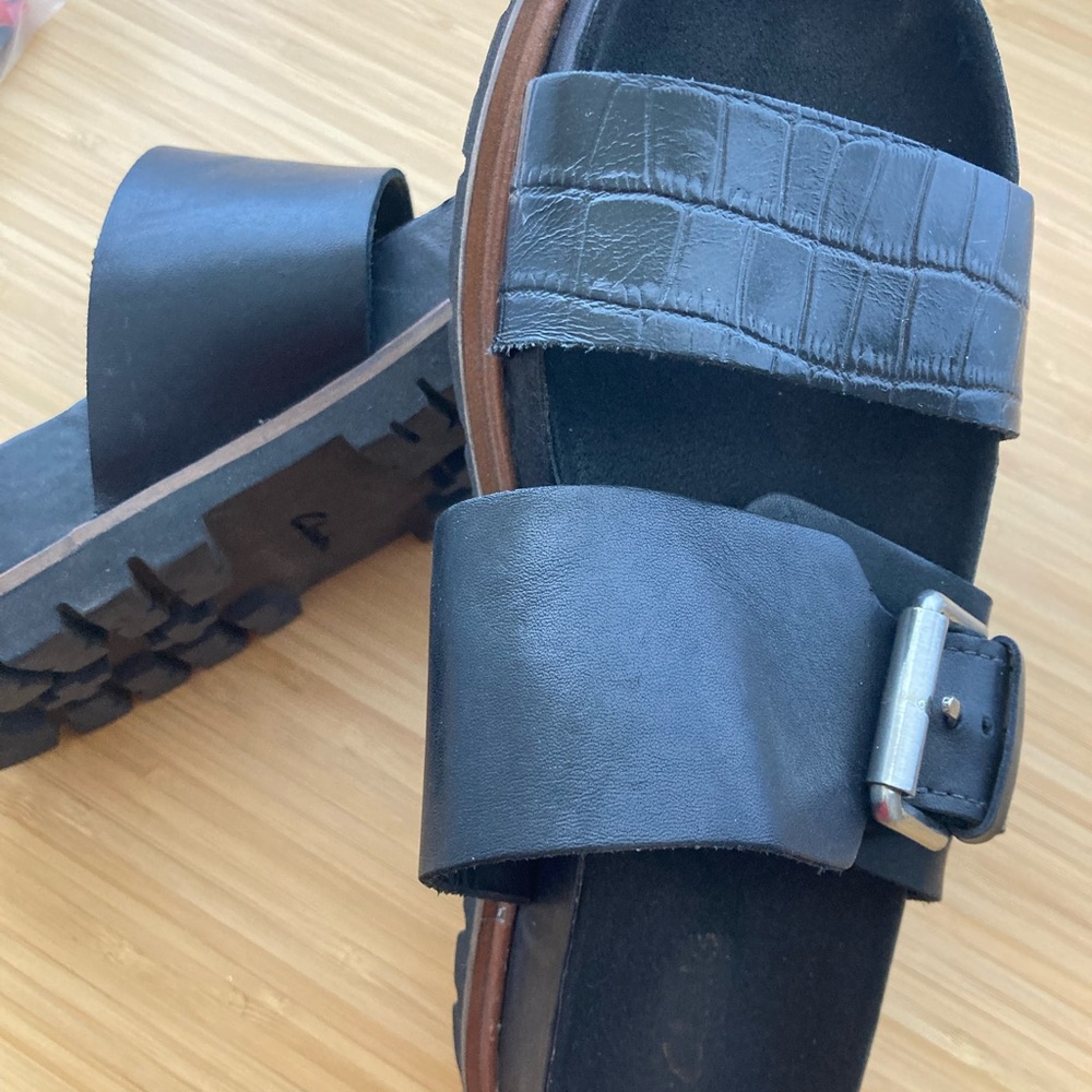 Clarks Black Leather Sandals
